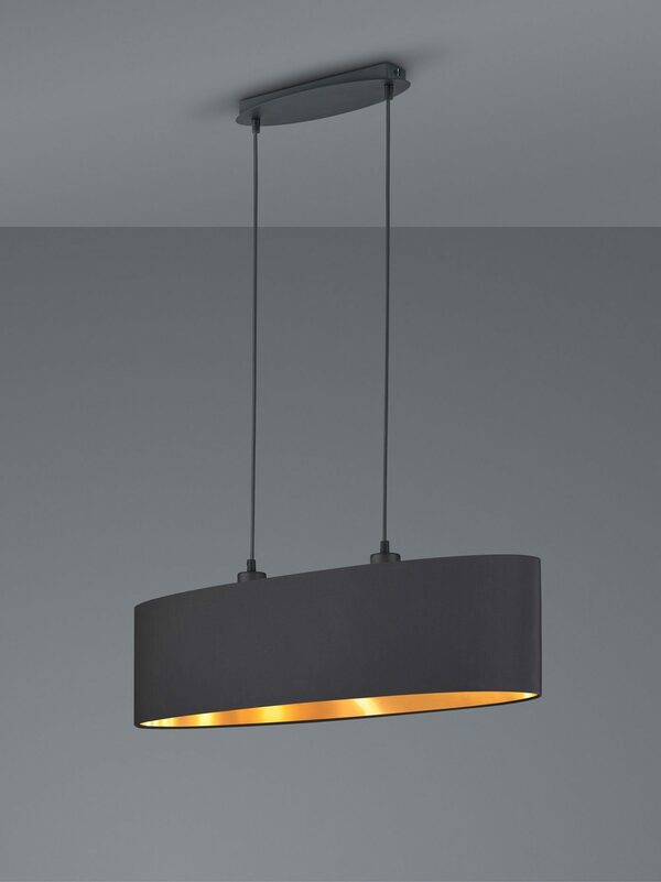 Bild 2 von my home Pendelleuchte Josie, ohne Leuchtmittel, Hängeleuchte 2-flammig, Schirm schwarz und innen goldfarbig