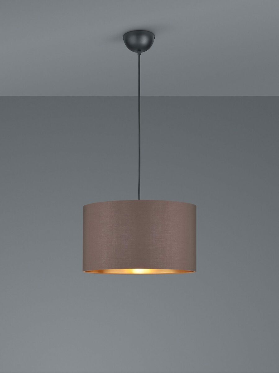 Bild 2 von my home Pendelleuchte Josie, ohne Leuchtmittel, Hängeleuchte 1-flammig, Schirm taupe und innen goldfarbig