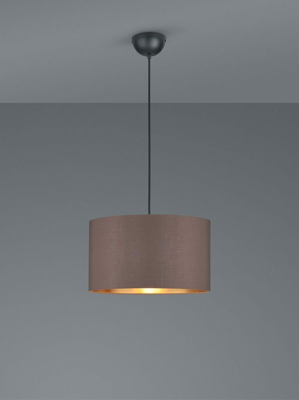 Bild 2 von my home Pendelleuchte Josie, ohne Leuchtmittel, Hängeleuchte 1-flammig, Schirm taupe und innen goldfarbig