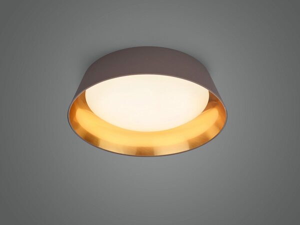 Bild 2 von my home Deckenleuchte Josie, LED fest integriert, Warmweiß, Schirm taupe und innen goldfarbig, Ø 45cm, 3000 K, 2000 Lm, warmweiß