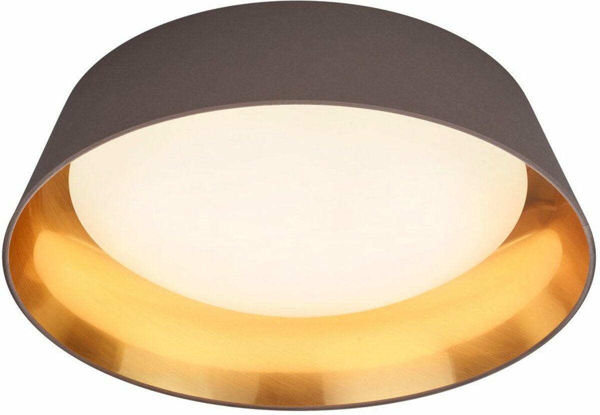 Bild 1 von my home Deckenleuchte Josie, LED fest integriert, Warmweiß, Schirm taupe und innen goldfarbig, Ø 45cm, 3000 K, 2000 Lm, warmweiß