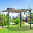 Bild 3 von Outsunny Pergola Pavillon Terrassenüberdachung mit Schiebedach Garten Alu Kohlegrau+Kaffeebraun 3x3x