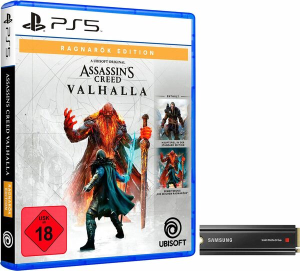 Bild 1 von Samsung 980 PRO SSD 1TB + Assassin's Creed Valhalla: Die Zeichen Ragnaröks PS5 interne SSD (1000 GB) 7000 MB/S Lesegeschwindigkeit