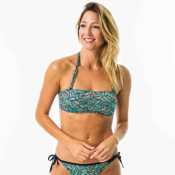 Bild 1 von Bikini-Oberteil Damen Bandeau herausnehmbare Formschalen Laura Foly grün/blau