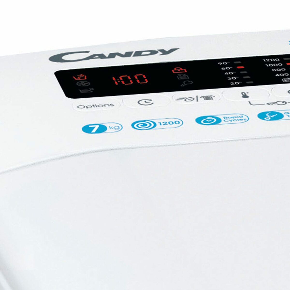 Bild 4 von Candy Waschmaschine Toplader CSTG 272DVET/1-S, 7 kg, 1200 U/min, NFC-Technologie, Symbolblende, 17 Programme