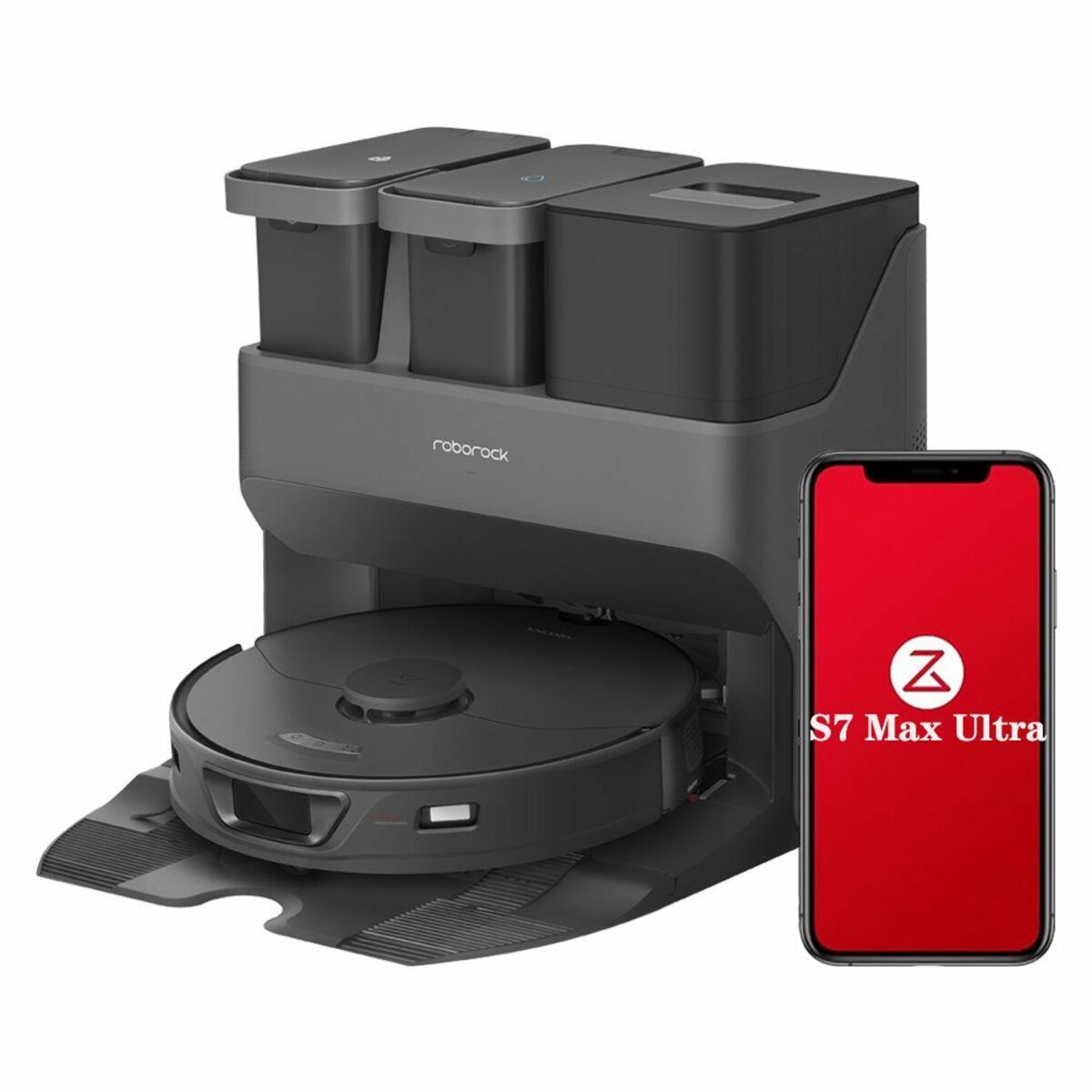 Bild 1 von Roborock Saugroboter S7 Max Ultra, 60,00 W, 5500Pa, Aktive Hindernisvermeidung, Heißlufttrocknung, Selbstreinigend Dock, 3D Mapping, Kindersicherung, APP (Upgrade von S7 Pro Ultra, VS S8 Pro Ul