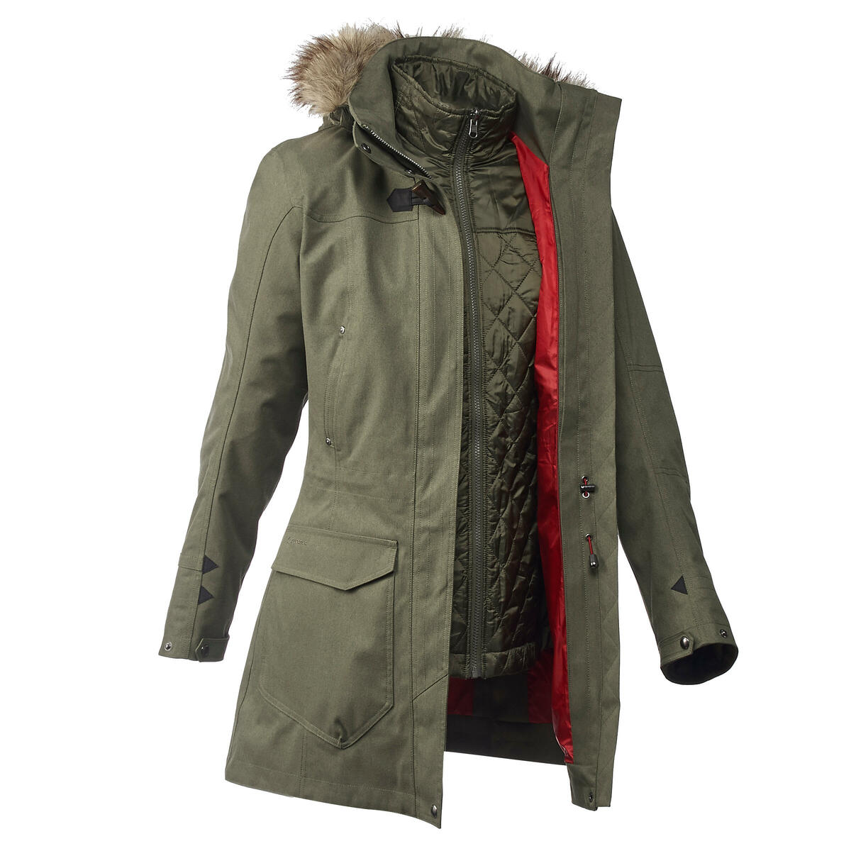 Bild 1 von 3-in-1-Jacke Damen wasserdicht bis -10 °C - Travel 700 khaki