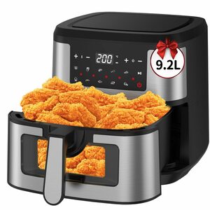 EUARY Heißluftfritteuse 9.2L/7.5L Ohne Öl Air Fryer 1600W Heizluft Fritteuse LED Touchscreen, Airfryer Einstellbare Zeit/Temperaturregelung für Luftbraten, Braten