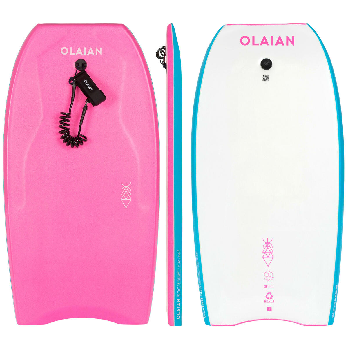 Bodyboard mit Leash 500 rosa/weiß von Decathlon ansehen!