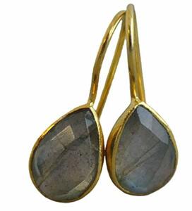 Blautopas und Iolith vergoldete 925 Sterling Silber Ohrringe