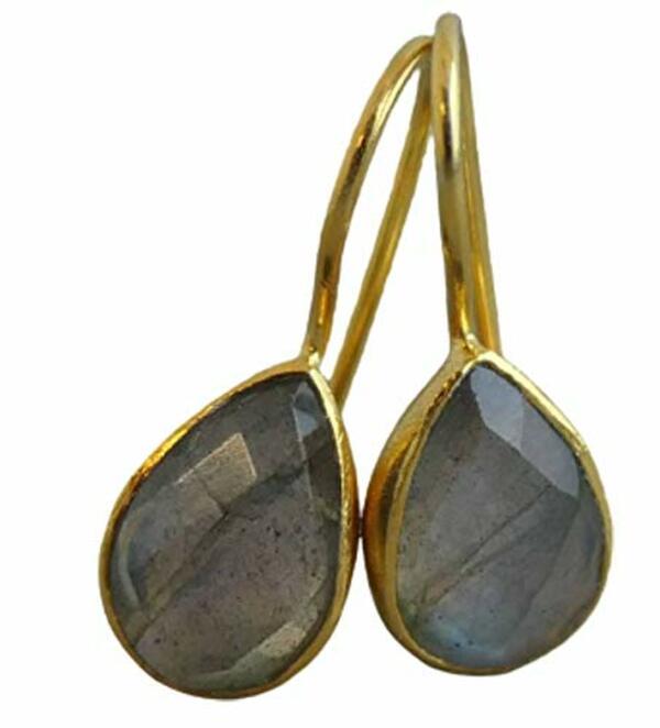 Bild 1 von Blautopas und Iolith vergoldete 925 Sterling Silber Ohrringe