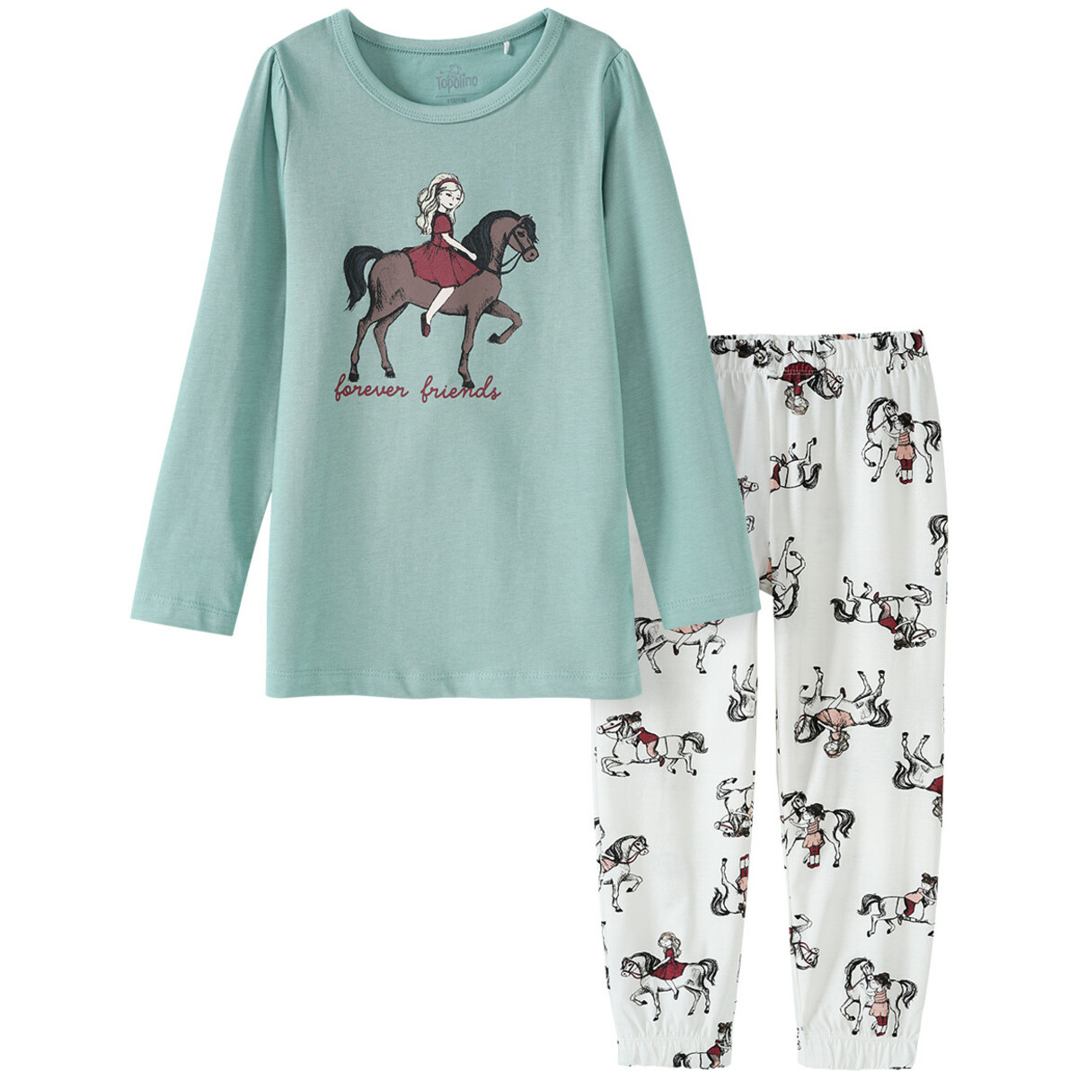 Bild 1 von Mädchen Schlafanzug mit Pferdemädchen-Print