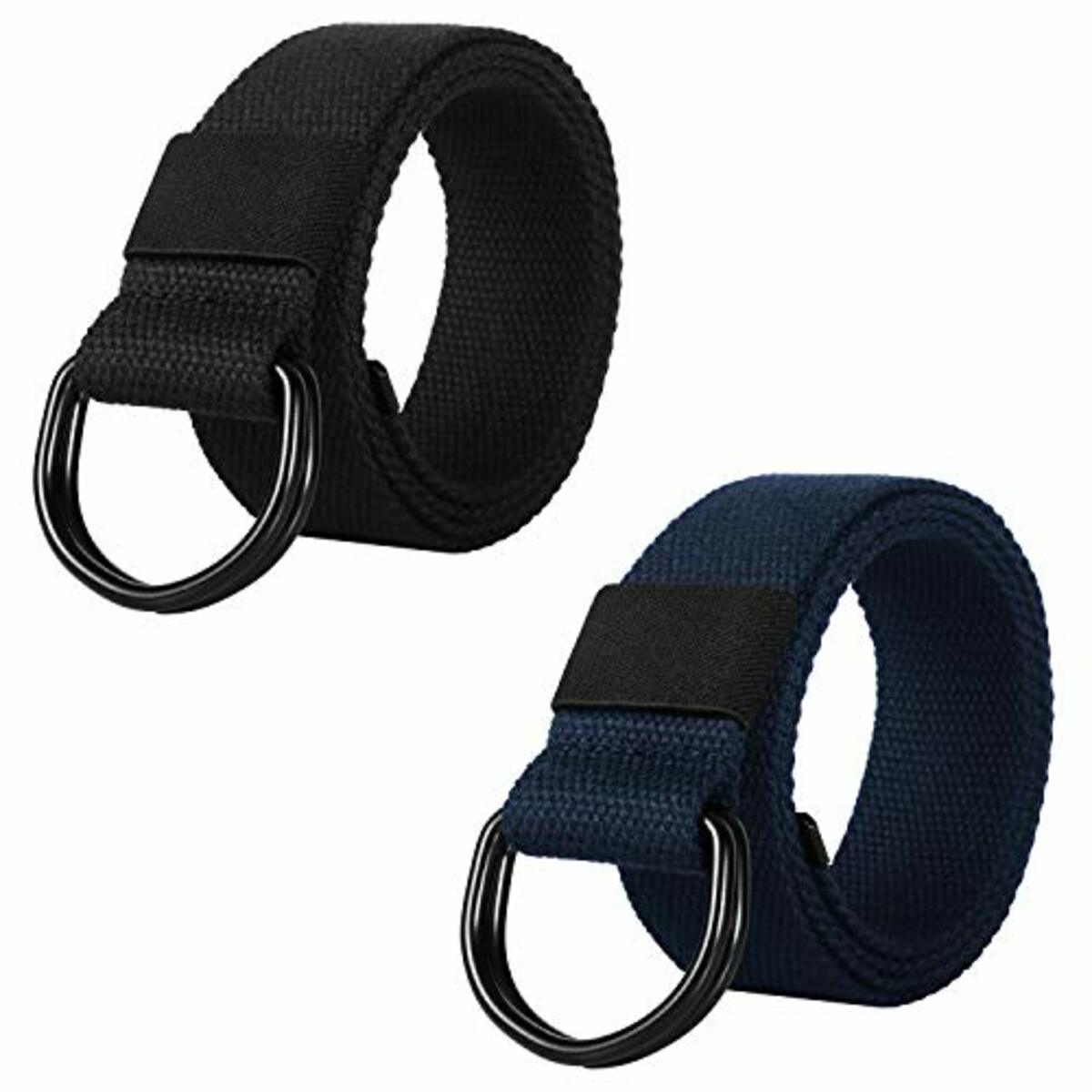 Bild 1 von ITIEZY Militär Leinwand Gürtel Stoffgürtel Outdoor Jeansgürtel für Damen und Herren mit Doppel D-ringe Schnalle 2 PCS