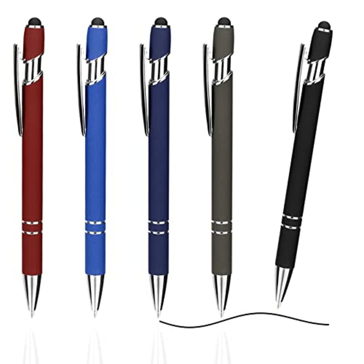 Bild 1 von ENLACE Kugelschreiber Hochwertig Ergonomische Kugelschreiber 5 Stück,Rutschfeste Griffzone Schwarze Tinte Kugelschreiber,Kuli Metall Kugelschreiber Set für Büro Haushalt