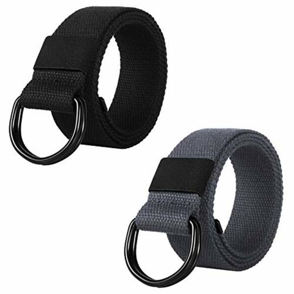 Bild 1 von ITIEZY Militär Leinwand Gürtel Stoffgürtel Outdoor Jeansgürtel für Damen und Herren mit Doppel D-ringe Schnalle 2 PCS