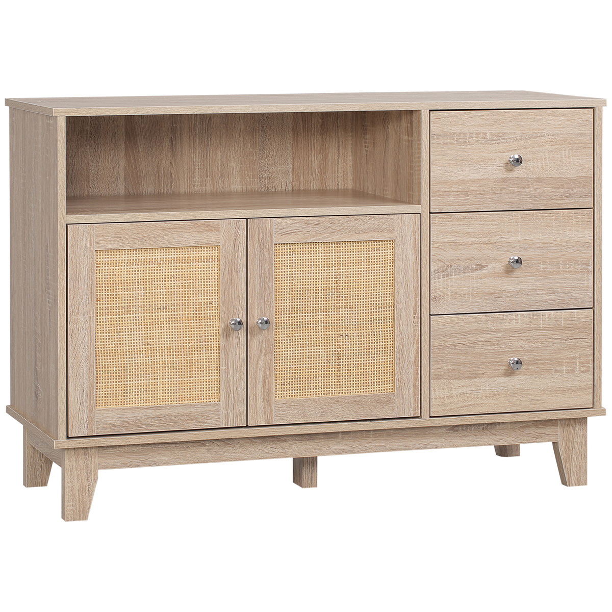 Bild 1 von HOMCOM Küchenschrank Rattandesign Sideboard mit Schubladen Beistellschrank Natur