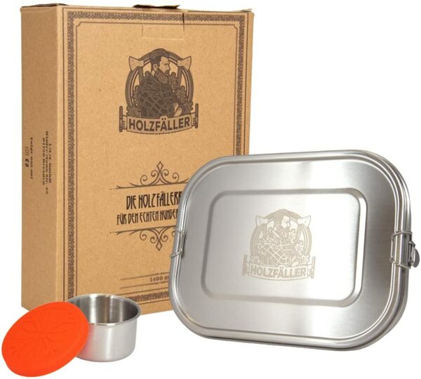 Bild 1 von Holzfällerbox Brotdose mit extra Silikonring und Saucenbehälter 1400ml Lunchbox - Camping Wandern Sn