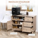 Bild 4 von HOMCOM Küchenschrank Rattandesign Sideboard mit Schubladen Beistellschrank Natur