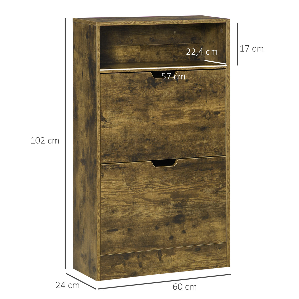 Bild 3 von HOMCOM Schuhschrank, Schuhregal mit 2 Kippfächer für 12 Paar Schuhständer, Schuhkipper, Schuhaufbewa