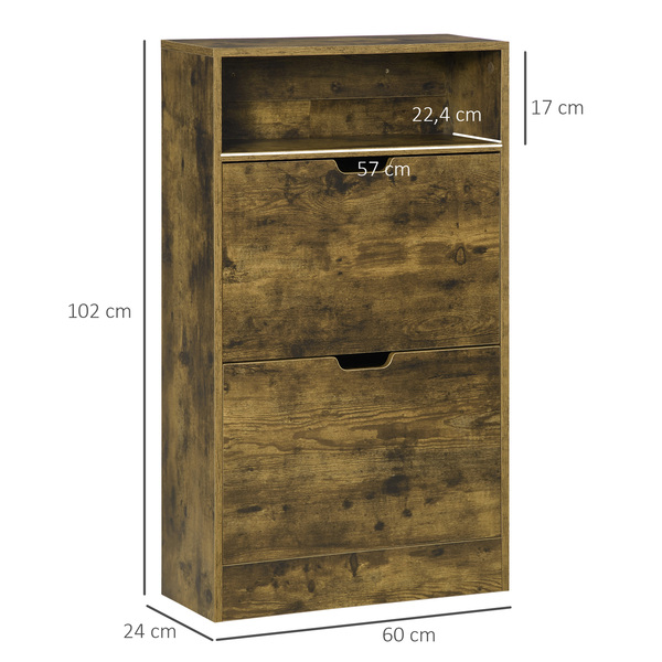 Bild 3 von HOMCOM Schuhschrank, Schuhregal mit 2 Kippfächer für 12 Paar Schuhständer, Schuhkipper, Schuhaufbewa