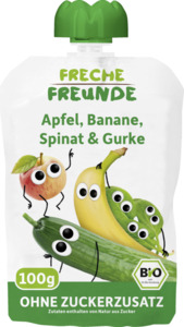 erdbär Bio Freche Freunde 100% Apfel, Banane, Spinat & Gurke (6 x 100.00g)
