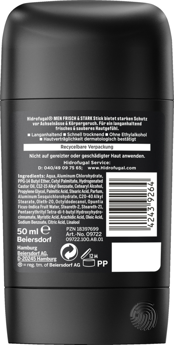 Bild 2 von Hidrofugal Men Anti-Transpirant Deostick Frisch & Stark