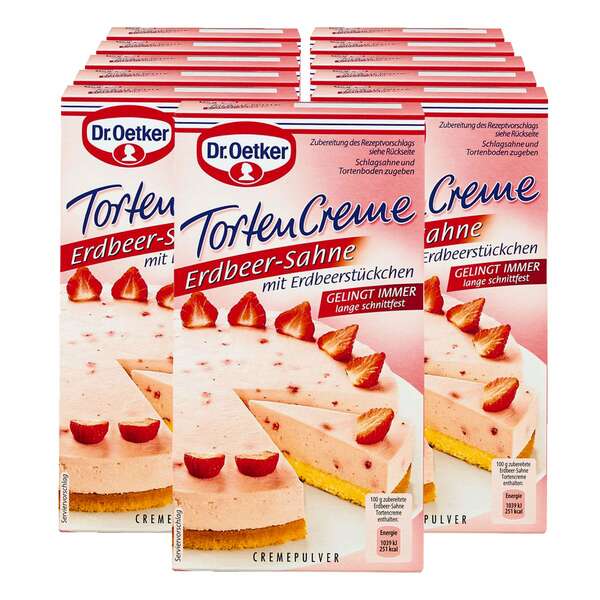 Bild 1 von Dr. Oetker Tortencreme Erdbeer-Sahne 113 g, 11er Pack