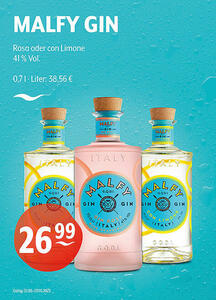 MALFY GIN Rosa oder con Limone
41 % Vol.