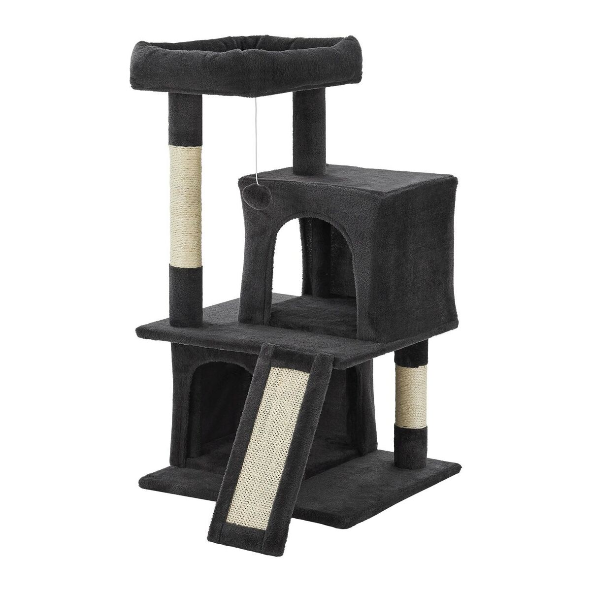 Bild 1 von Juskys Katzen Kratzbaum Kimmy - Holz & Plüsch - Katzenkratzbaum klein & stabil - Katzenbaum Anthrazit