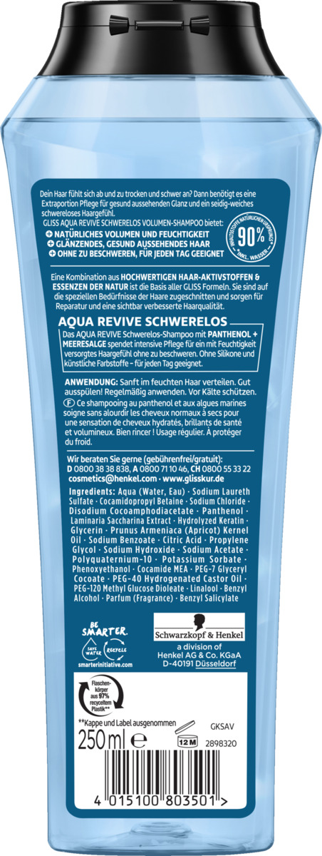 Bild 2 von Schwarzkopf Gliss Aqua Revive Schwerelos Volumen-Shampoo