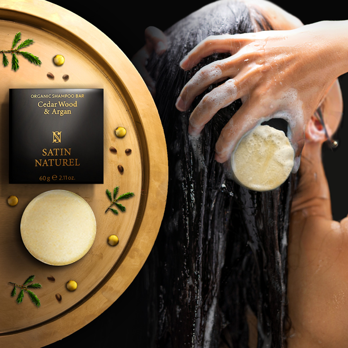 Bild 4 von Satin Naturel Bio Shampoo Bar Zedernholz & Argan