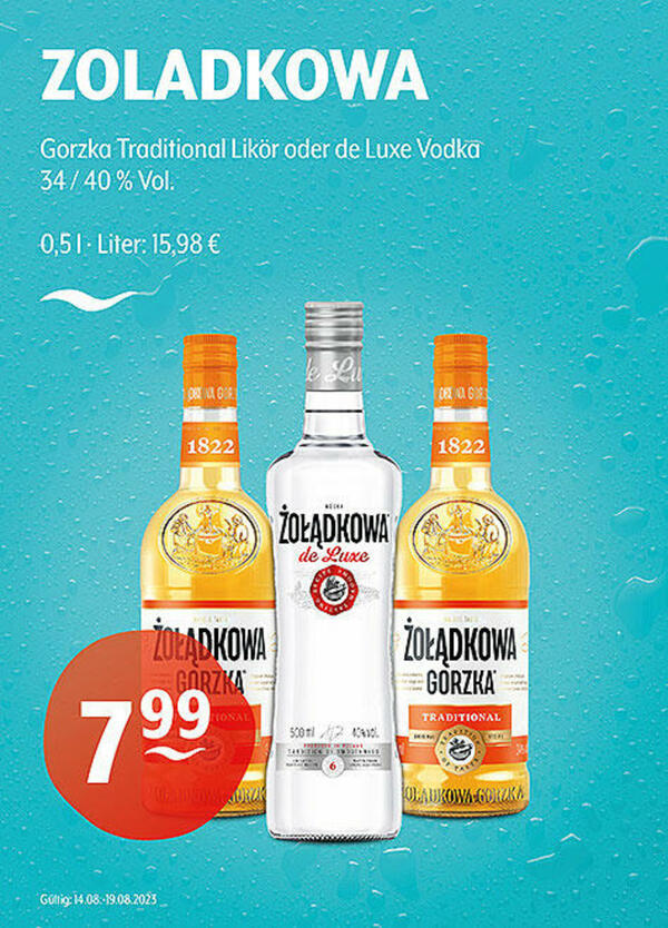 Bild 1 von ZOLADKOWA Gorzka Traditional Likör oder de Luxe Vodka
34 / 40 % Vol.