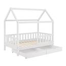 Bild 1 von Juskys Kinderbett Marli 90 x 200 cm mit Bettkasten, Gitter, Lattenrost & Dach - Holz Hausbett Weiß