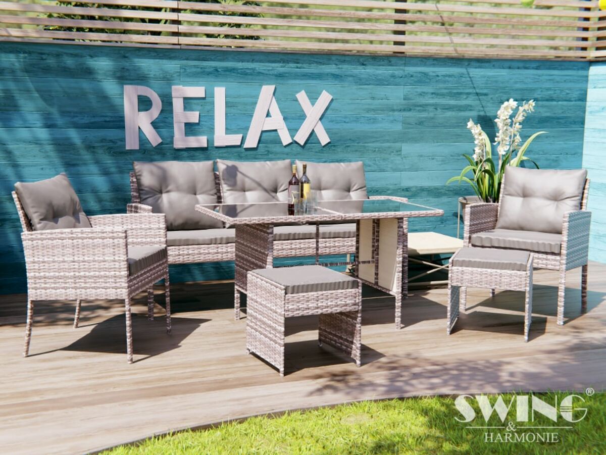 Bild 1 von Swing&Harmonie Sydney Polyrattan Sitzgruppe Esstisch Lounge Sitzgarnitur Essgruppe Gartenmöbel Set - versch. Ausführungen