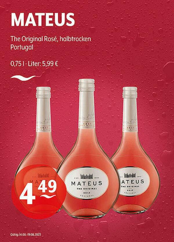 Bild 1 von MATEUS The Original
Rosé halbtrocken
Portugal