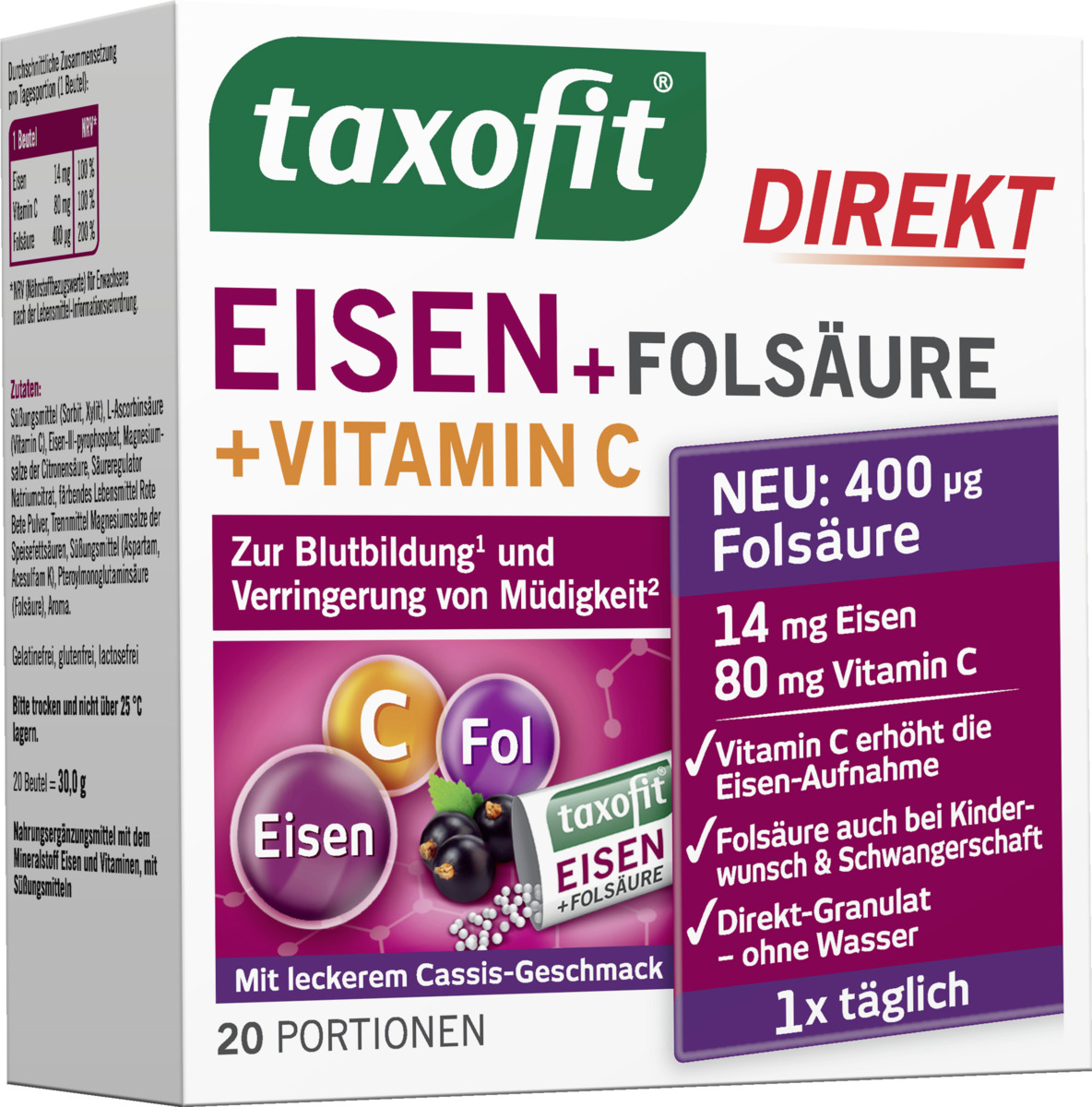 Bild 2 von taxofit Eisen + Folsäure + Vitamin C Direktgranulat