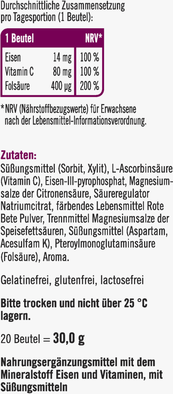 Bild 4 von taxofit Eisen + Folsäure + Vitamin C Direktgranulat