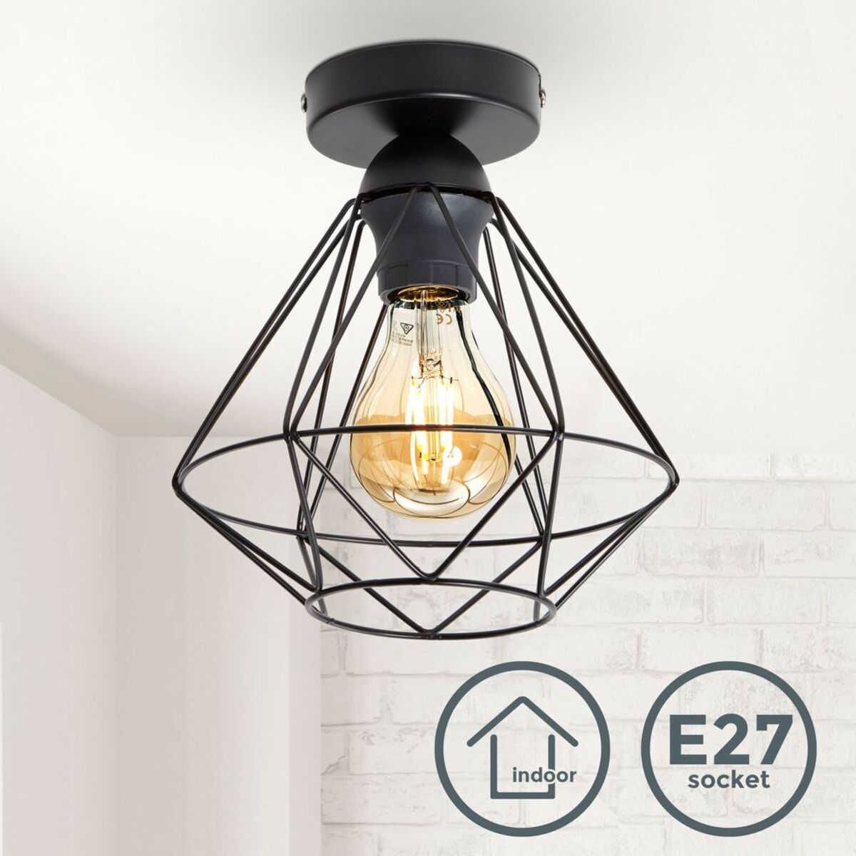 Bild 1 von Deckenlampe schwarz Metall Retroleuchte E27