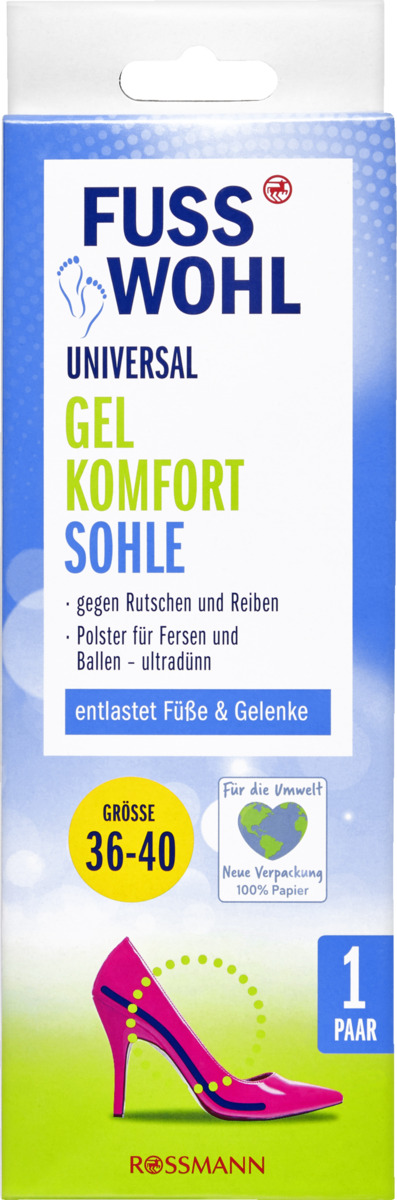 Bild 1 von FUSSWOHL Universal Gel Komfort Sohle Gr. 36-40