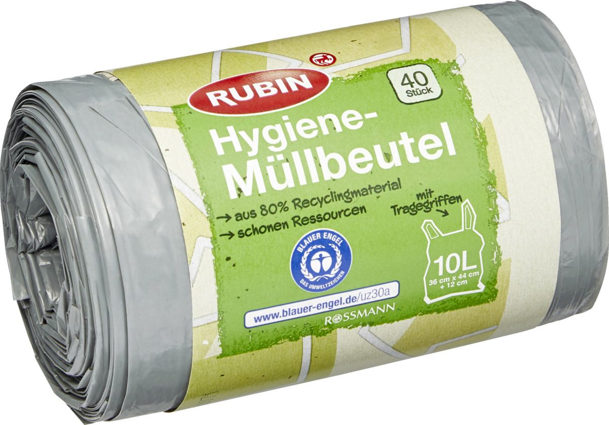 Bild 1 von RUBIN Hygiene-Müllbeutel mit Tragegriffen 10 l