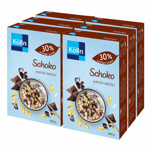 Kölln Schoko Müsli weniger Zucker 600 g, 6er Pack