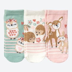 Baby-Mädchen-Socken mit Waldtieren, 3er-Pack
