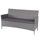 Bild 1 von 3-Sitzer Poly-Rattan Gartenbank Hamar, Sitzbank ~ grau, Kissen anthrazit