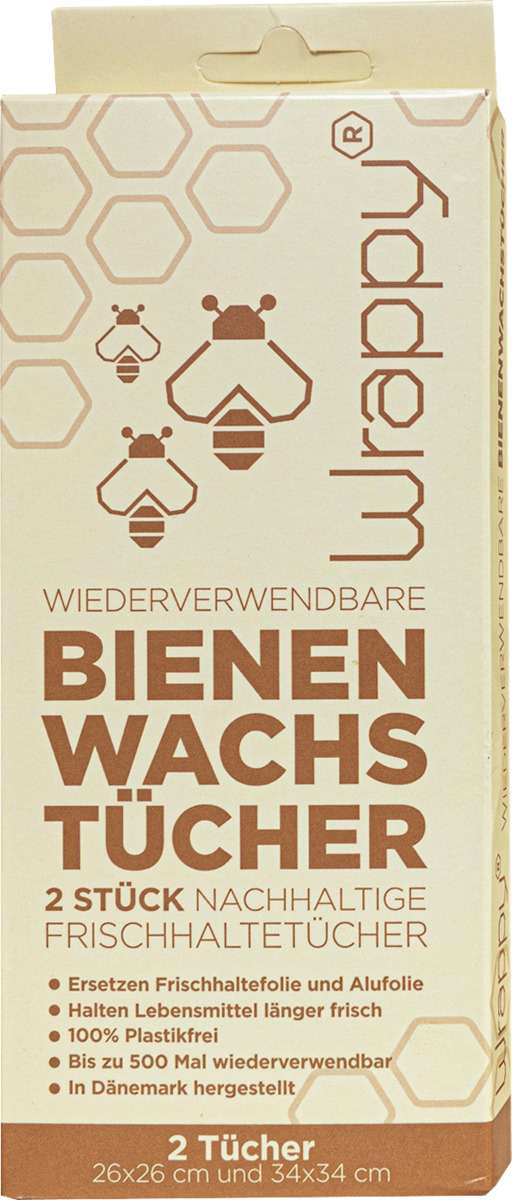 Bild 1 von Wrappy Bienenwachstücher Set (26x26 & 34x34 cm)