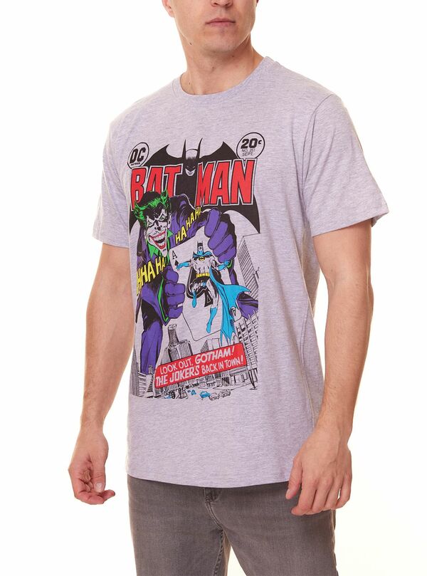 Bild 1 von DC Comics Herren Batman Kurzarm-Shirt T-Shirt mit The Joker Aufdruck 012763 Grau/Bunt