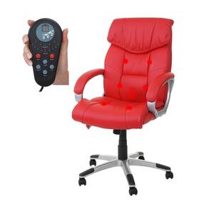 Massage-Bürostuhl MCW-A71, Drehstuhl Chefsessel, Heizfunktion Massagefunktion Kunstleder ~ rot