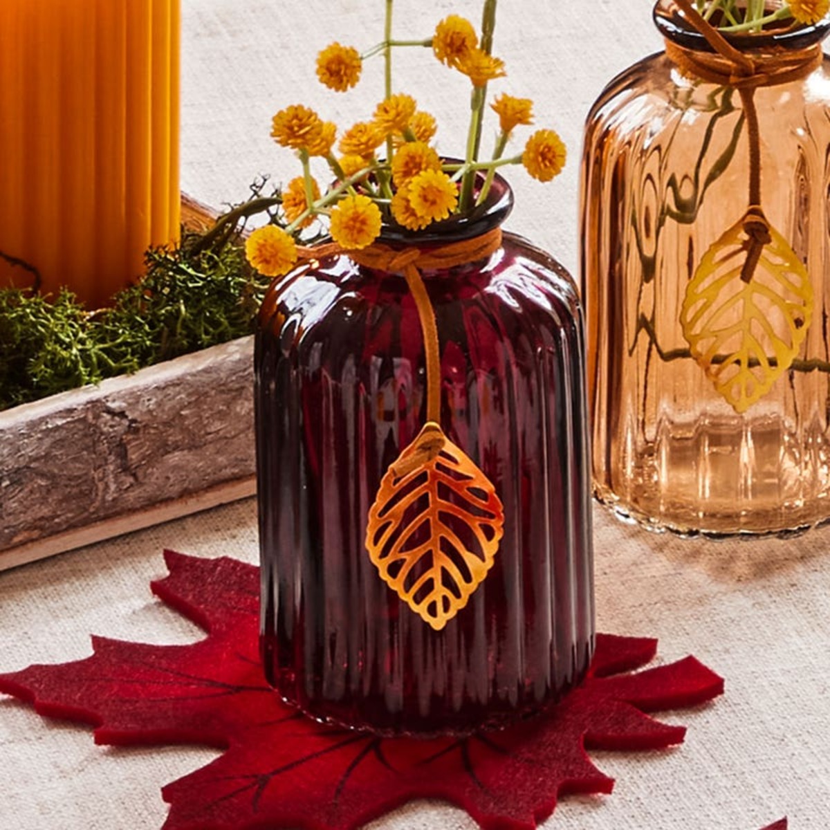 Bild 1 von Glasvase mit Deko-Blatt, ca. 7x11cm