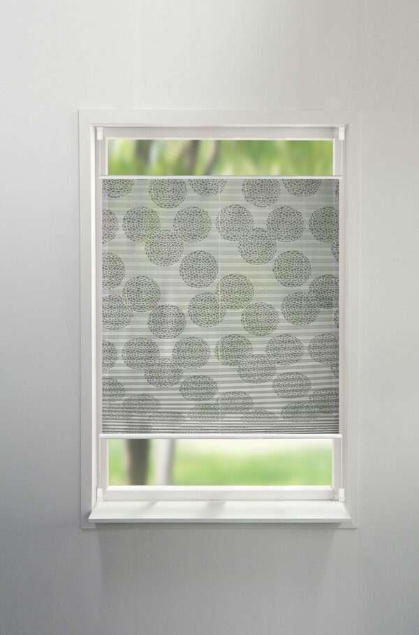 Bild 4 von Plissee BELUM, my home, Lichtschutz, ohne Bohren, verspannt, Klemmfix, Klemmfix, im Fixmaß, Ausbrenner, Kreise, Blumen, Klemmträger