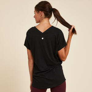 Damen T-Shirt sanftes Yoga Ecodesign - schwarz