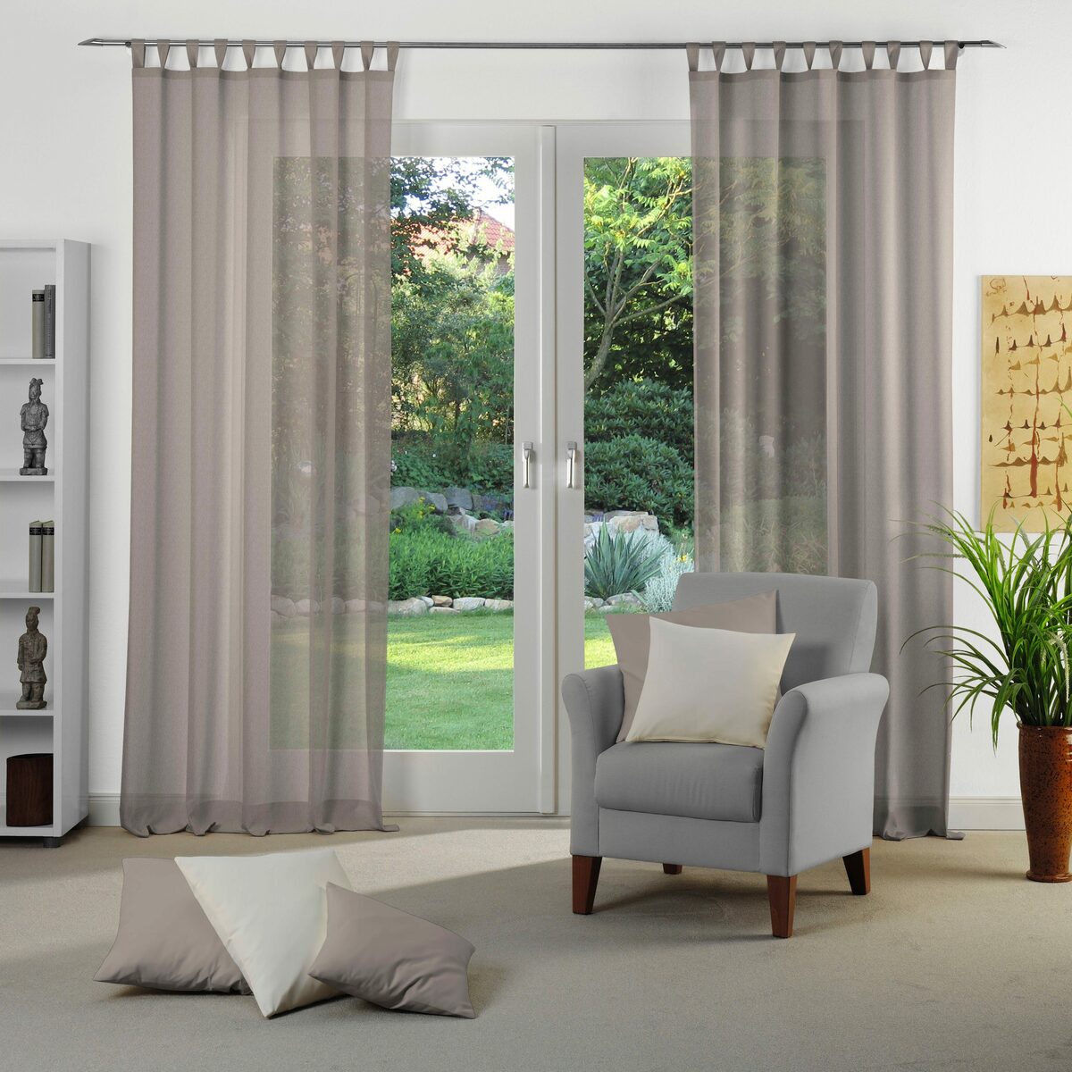 Bild 2 von Vorhang Elby 1, andas, Schlaufen (1 St), halbtransparent, Jacquard, transparent, basic, monochrom, bis 295 cm Länge